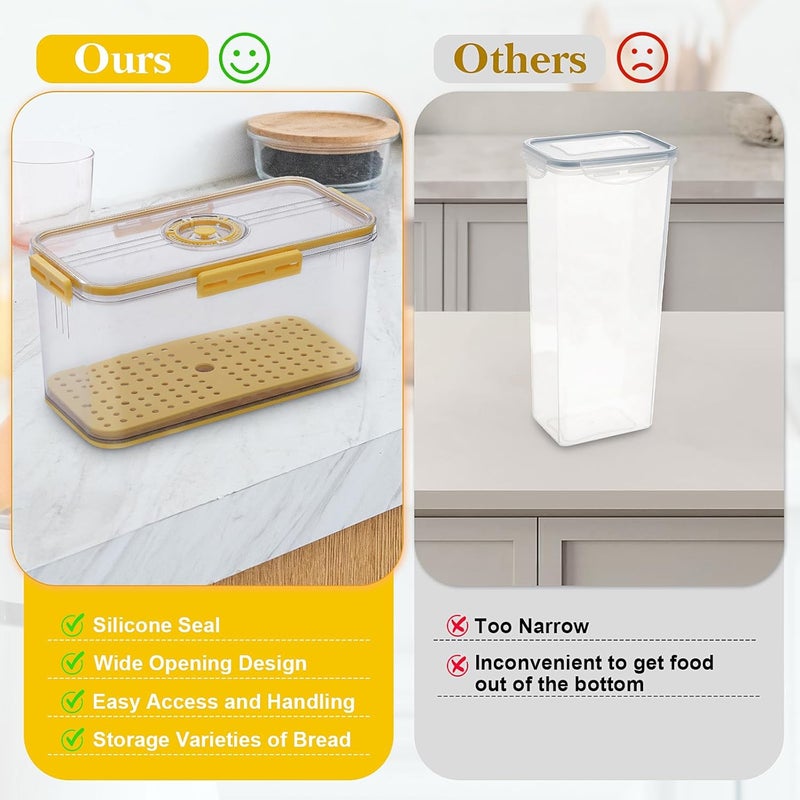 ANYPROLUS Bread Box for Homemade Bread Boxes for Kitchen Counter Airtight, Time Recording Bread Storage Container with Lid, Bread Containers Storage Airtight Loaf Bread Keeper, Large, Yellow - Image 5